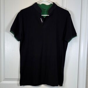Laiso No Collar Polo Black Shirt Size Med EUC #5791